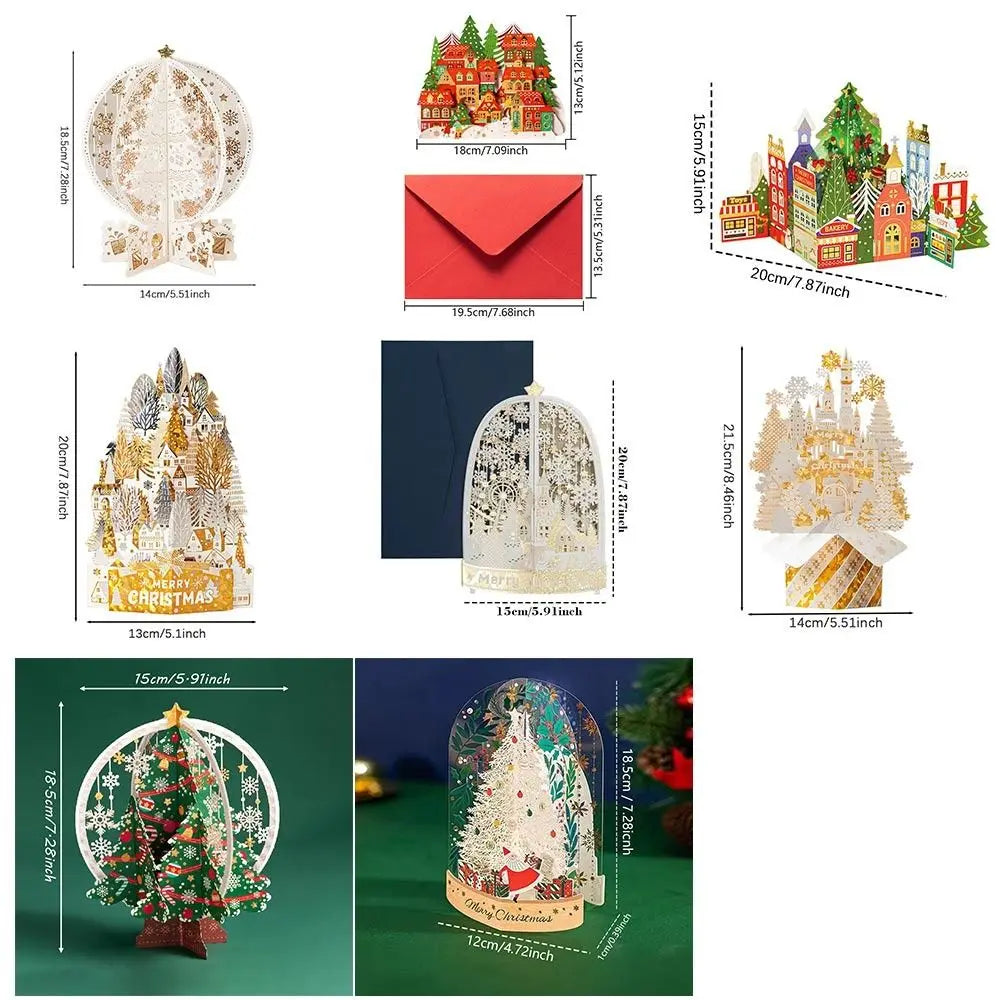 3D Pop-Up Christmas Greeting Card with Envelope – Gold Craft 3D Greeting Card Nixie