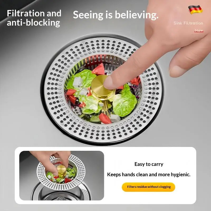 Stainless Steel Sink Drain Strainer Basket Filter & Pop-Up Stopper Sink Drain Strainer Nixie