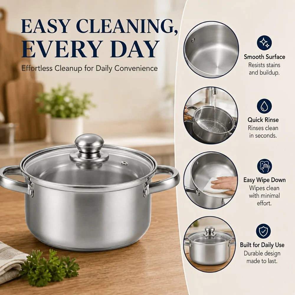 BEQ Stainless Steel Soup Stock Pot – Induction & Gas Safe Soup & Stock Pot Nixie