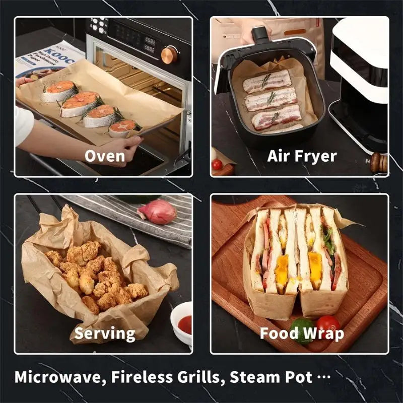 Precut Non-Stick Parchment Baking Sheets for Air Fryer & Oven Parchment Baking Sheets Nixie