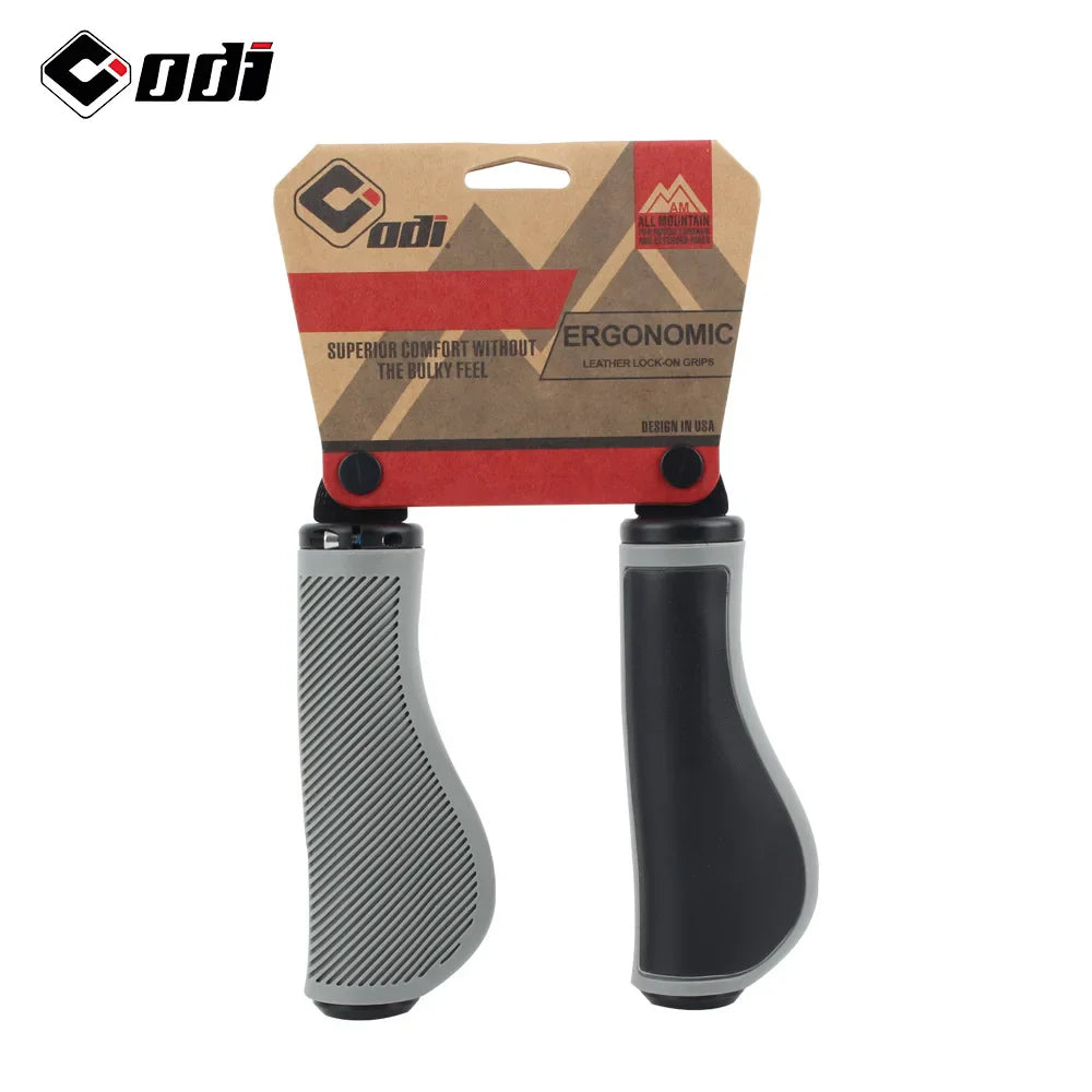 ODI Leather MTB Bike Grips – Ergonomic Handlebar Grips Bike Handlebar Grips Nixie GRAY-BLACK