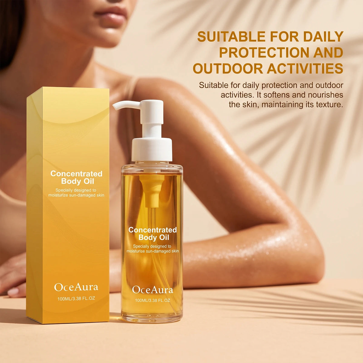 OceAura Golden Body Oil – Lightweight Hydrating Daily Glow Body Oil Nixie