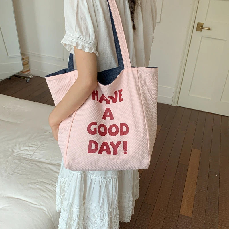 Women's Large Canvas Tote Shoulder Bag – Casual Commuter Canvas Tote Bag Nixie
