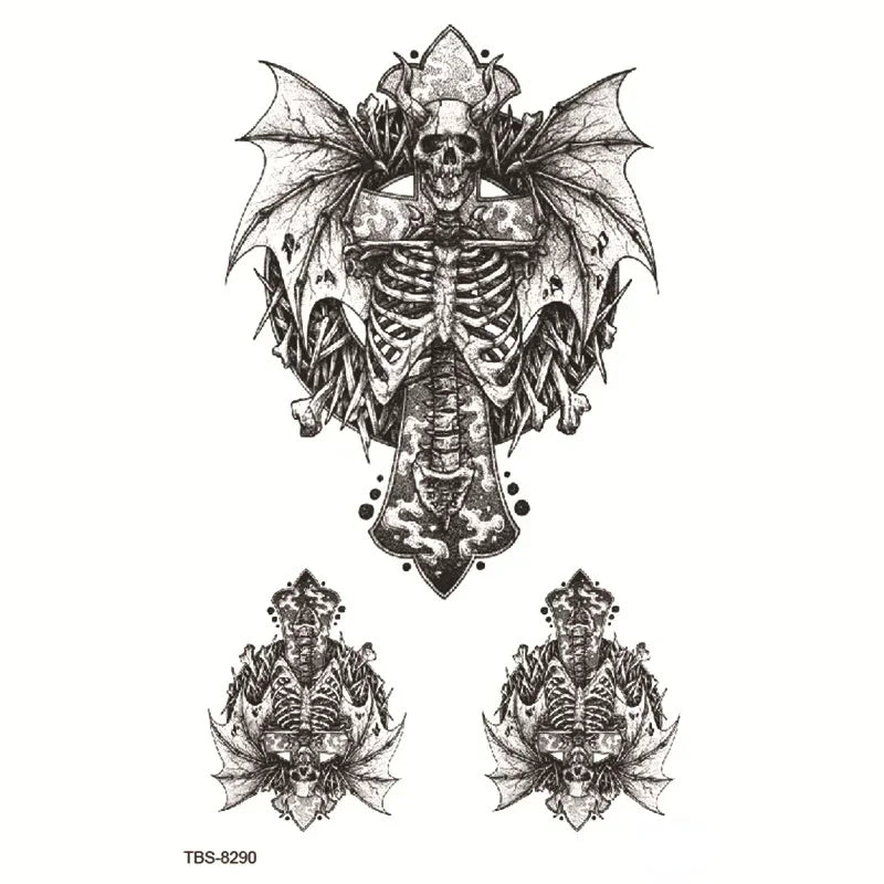 Black Forest Temporary Tattoo Stickers – Tiger, Wolf & Skull Temporary Tattoo Sticker Nixie