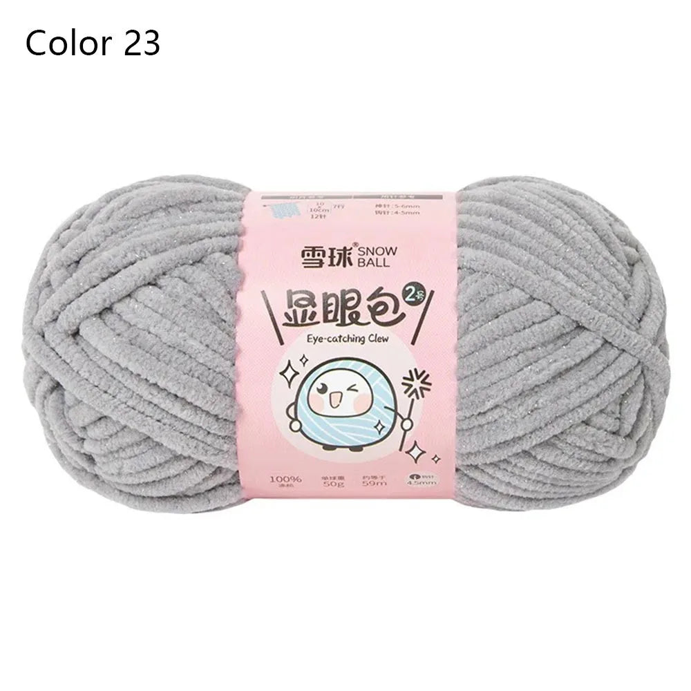 Soft Chenille Yarn 50g 59M 4.5mm – Shiny Chunky Knitting Yarn