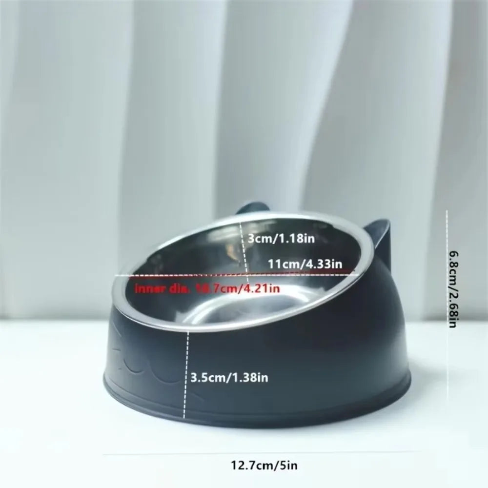Stainless Steel Tilted Pet Bowl for Cats & Dogs | Ergonomic