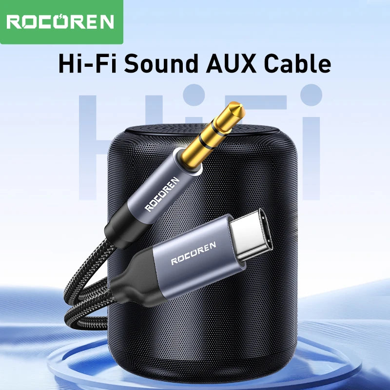Rocoren USB-C to 3.5mm Aux Cable Adapter | Hi-Fi Audio Audio Adapter Cable Nixie