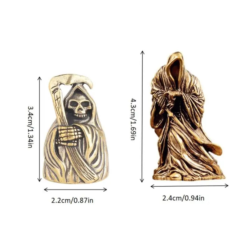 Retro Brass Death Statue Black Robe Punk Gothic Desktop Decor Decorative Figurine Nixie