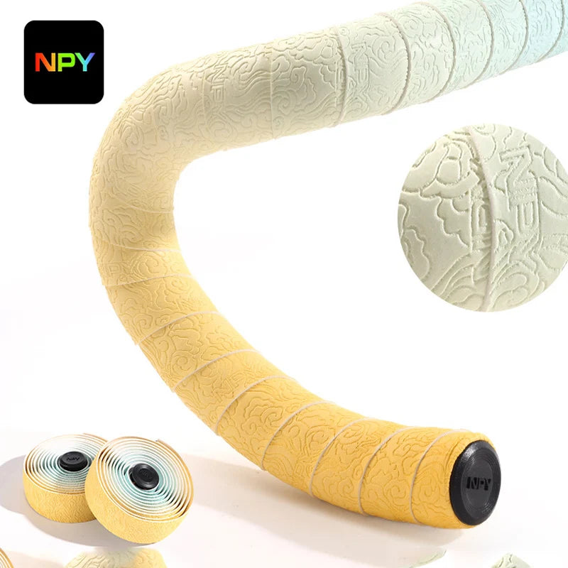 Road Bike Handlebar Tape EVA/PU Anti-Slip Bar Wrap + Plugs Handlebar Tape Nixie YELLOW-BIANQI
