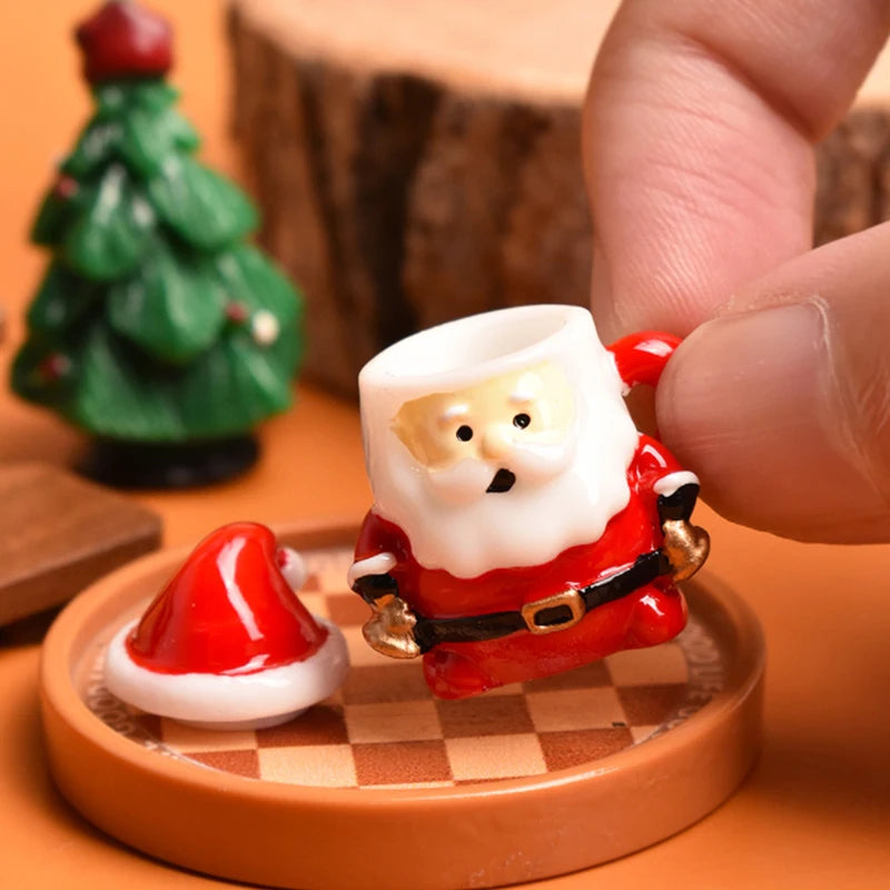 Mini Santa Claus Teacup Resin Christmas Miniature Decoration Christmas Miniature Figurine Nixie