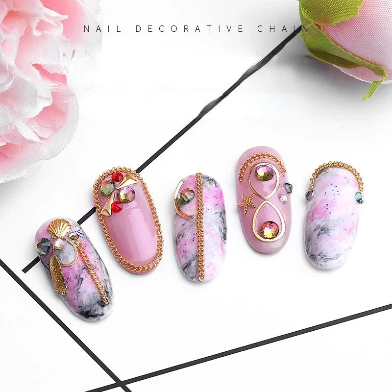 3D Metal Chain Tassel Nail Art Decorations – 6-Grid Pack Nail Art Decorations Nixie