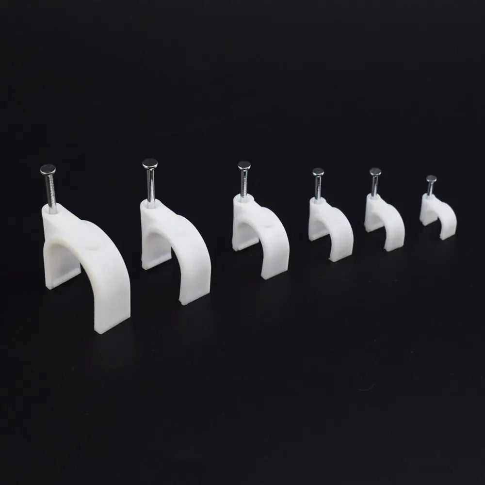 100Pcs Nail-In Cable Clips Wire Clamps 4–20mm | Cable Mgmt