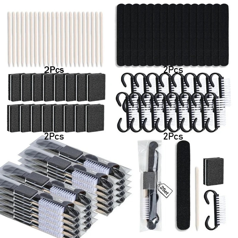 8-Piece Travel Nail Kit – Buffer, File, Brush & Wood Stick Nail Care Kit Nixie 8Pcs- 2 Set -Black