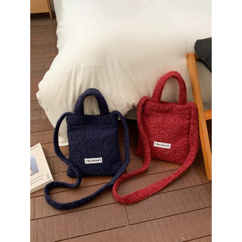 Women's Plush Mini Crossbody Bag | Korean Style Cute Shoulder Bag Plush Crossbody Bag Nixie