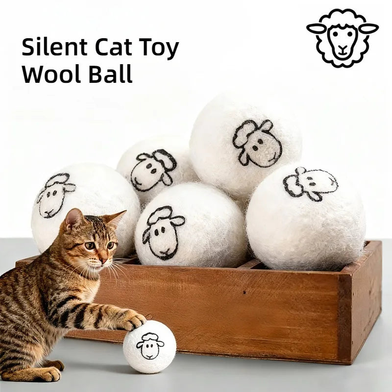 Quiet Wool Ball Cat Toy – Chew Resistant Plush Kitten Play Ball Cat Plush Toy Nixie