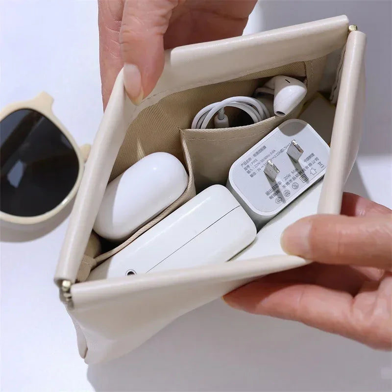 Auto-Close PU Cable & Earphone Storage Bag | Mini Organizer Cable Storage Bag Nixie S