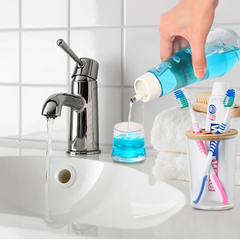 Refillable Glass Mouthwash Dispenser with Lid – 5 & 8.8 oz
