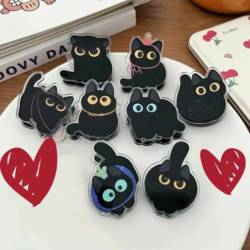 8pcs Acrylic Black Cat Bag Clips – Food Seal & Stationery Food Storage Clips Nixie