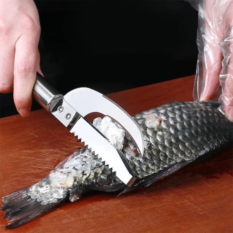 2-in-1 Stainless Steel Fish Scaler & Cutter Kitchen Tool Fish Cleaning Tool Nixie