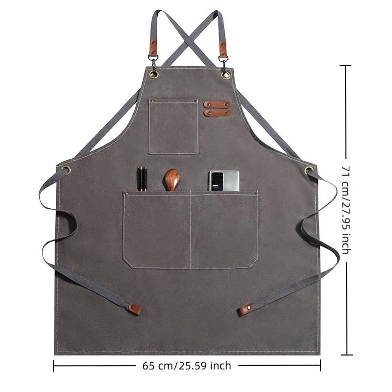 Canvas Apron with Tool Pockets – Oil-Proof Kitchen Apron Kitchen Canvas Apron Nixie