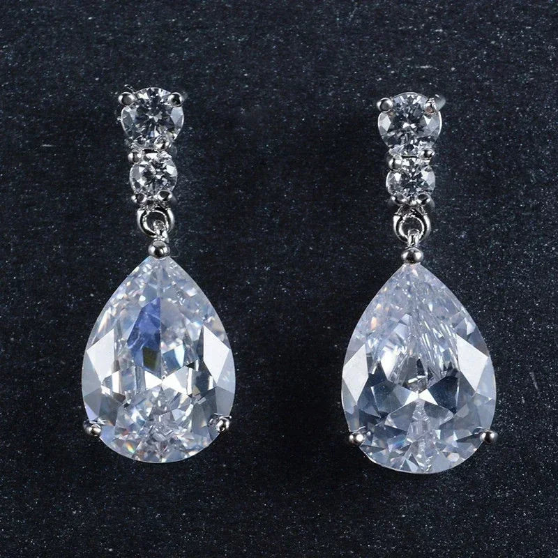 Women's Crystal Teardrop Drop Earrings – Wedding & Party Jewelry Drop Dangle Earrings Nixie