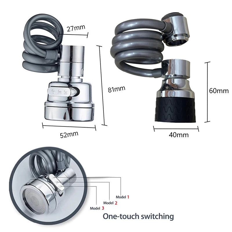 3-Mode Pull-Out Faucet Extender & Sink Sprayer Attachment Faucet Sprayer Extender Nixie