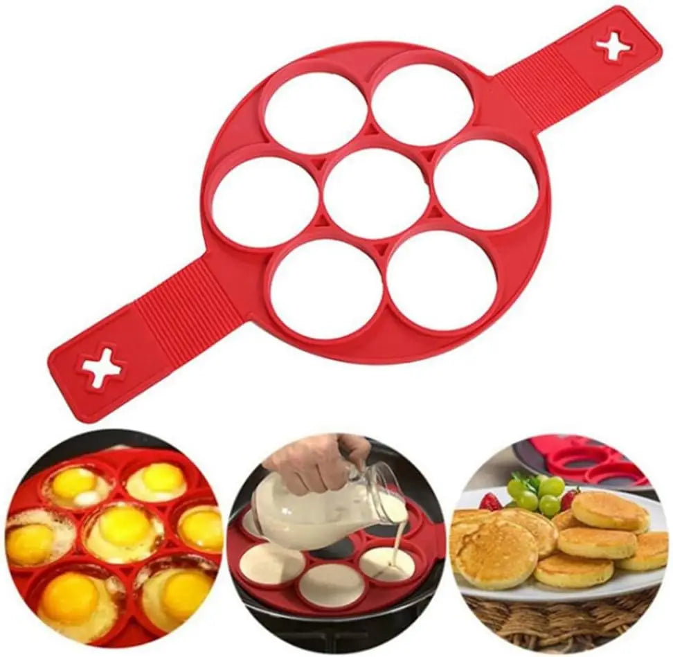 7-Hole Silicone Egg & Pancake Mold – Nonstick Baking Pan
