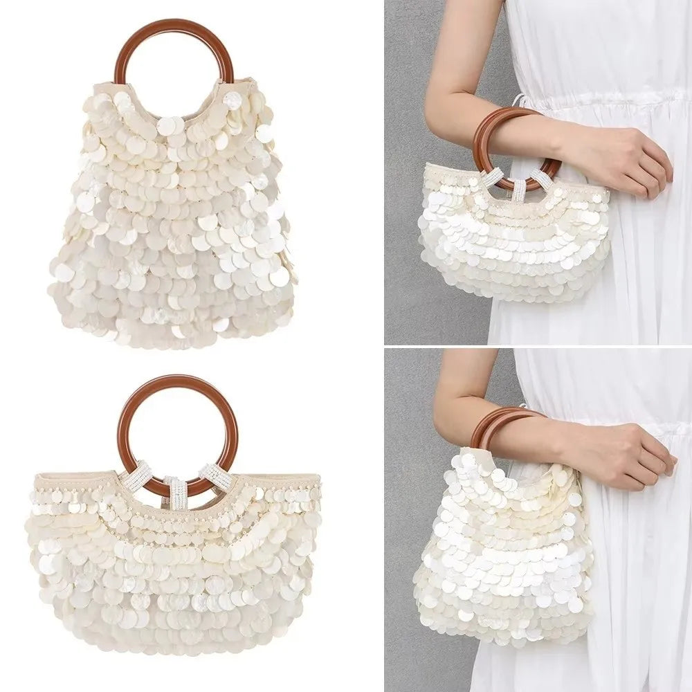 Woven Seashell Crossbody Bag | Beaded Mermaid Style Purse Crossbody Shoulder Bag Nixie