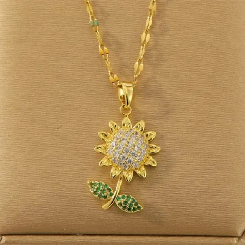 Gold Plated Flower Pendant Collarbone Necklace for Women Pendant Necklace Nixie XL1454 -4