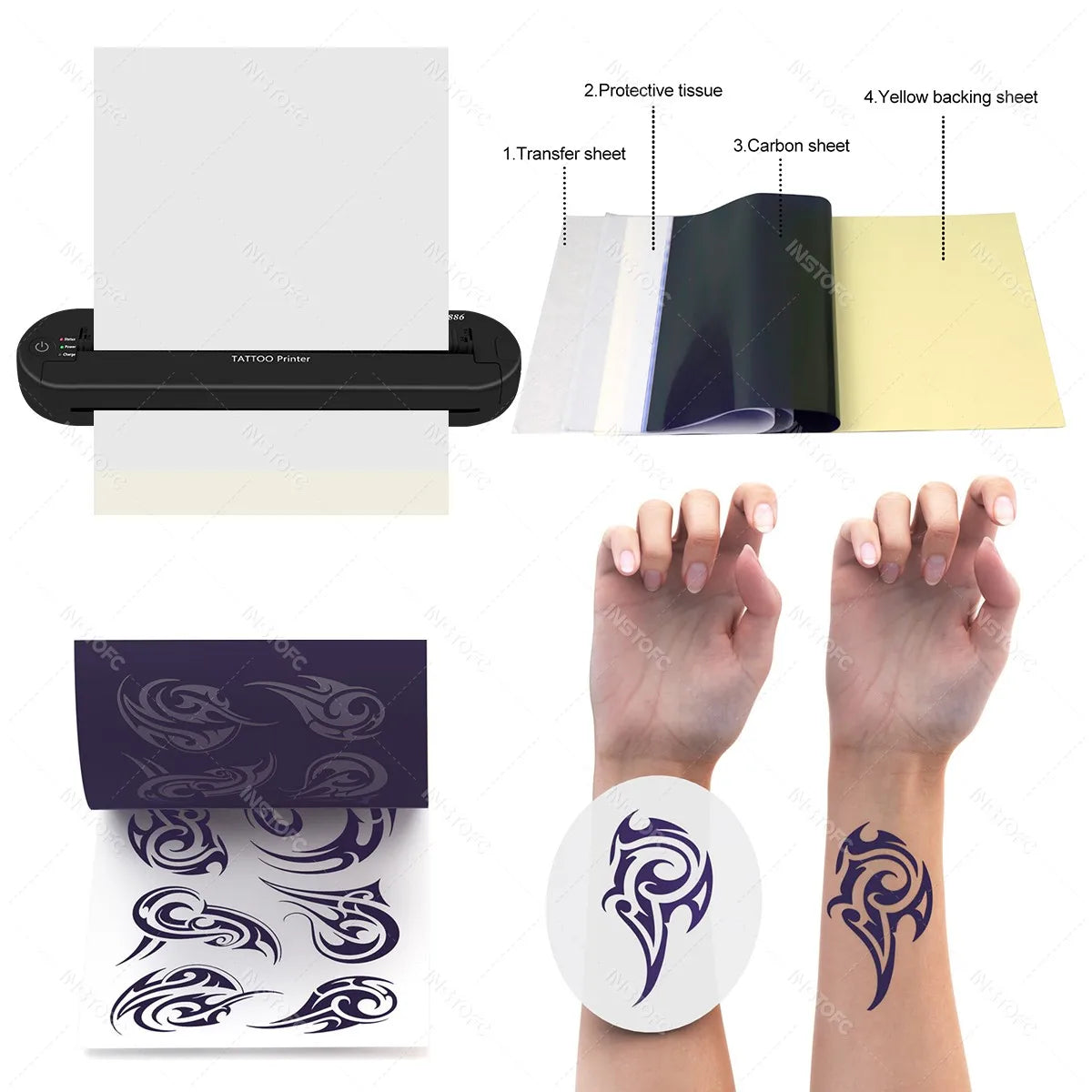 INSTOFC ATS886 A4 Wireless Tattoo Stencil Thermal Printer