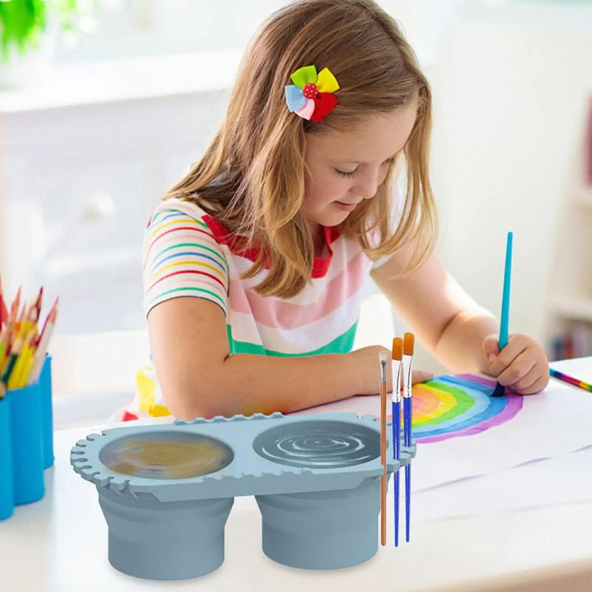 Foldable Silicone Paint Brush Washer Cup & Pen Holder