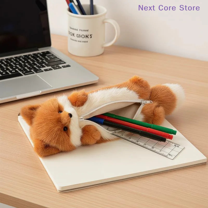 Cute Cartoon Animal Plush Pencil Pouch | Fun Student Stationery Plush Pencil Case Nixie