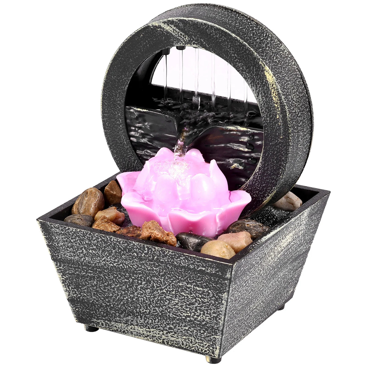 Tabletop Waterfall Fountain with LED Lights – Desktop Decor