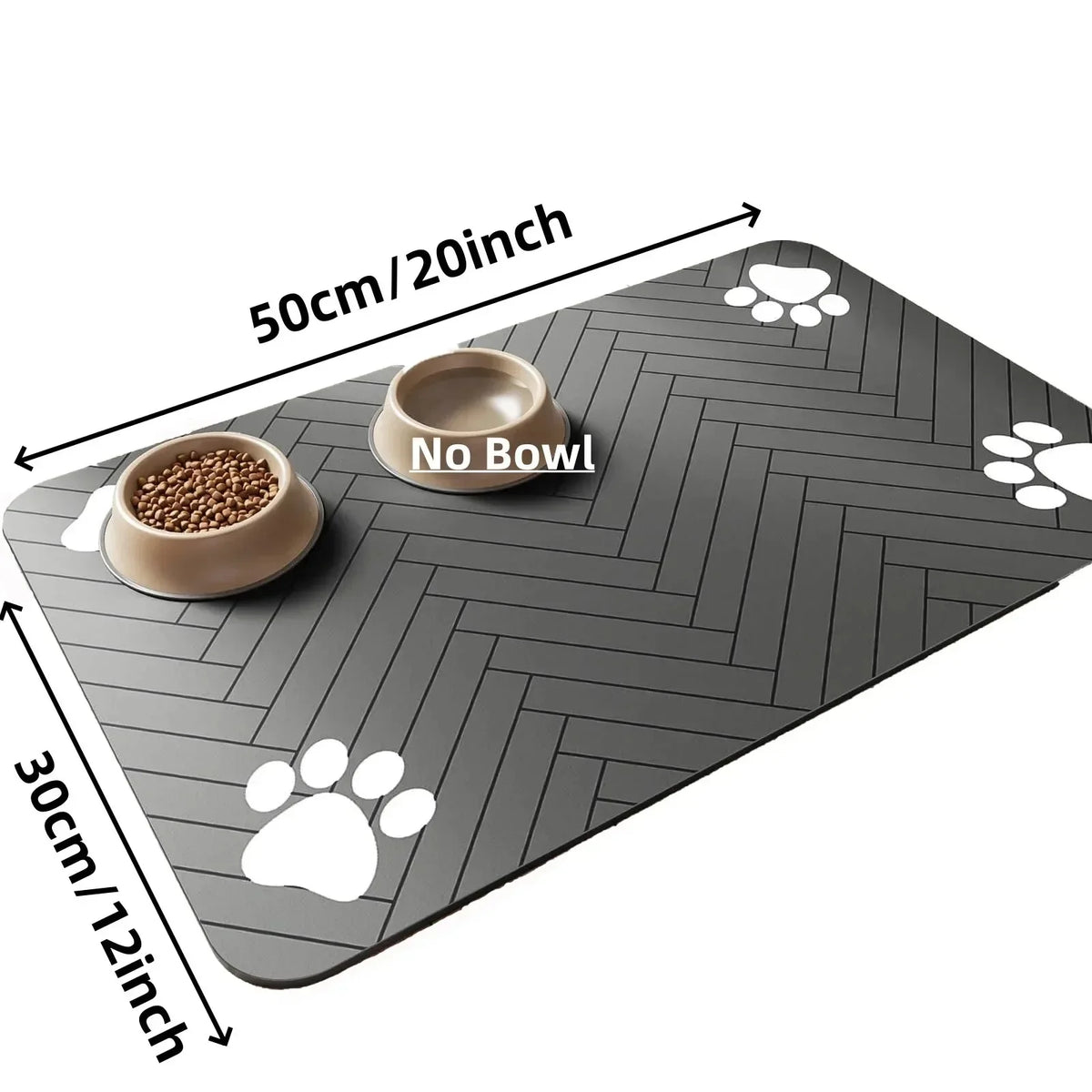 Absorbent Pet Feeding Mat – Non-Slip Waterproof Food Bowl Mat Pet Feeding Mat Nixie 30X50cm Black