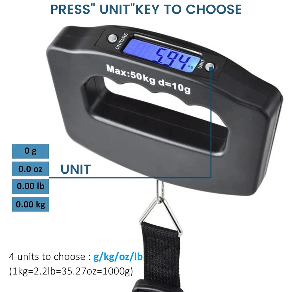 50kg Digital Luggage Scale – Portable Hanging Travel Scale