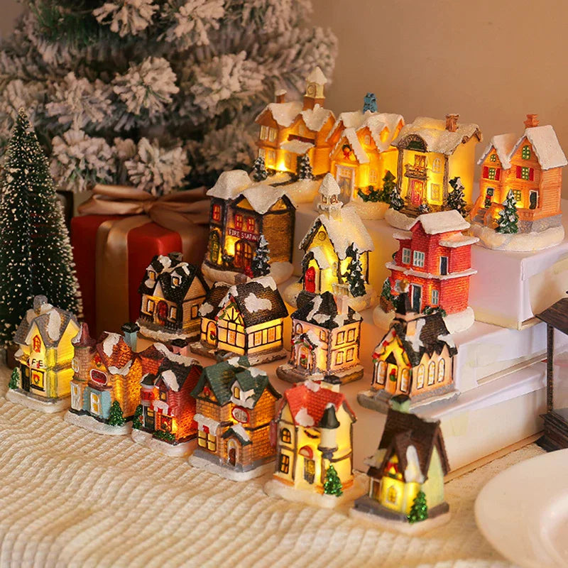 Mini LED Christmas Village House – Xmas Winter Décor Gift Christmas Village Decor Nixie