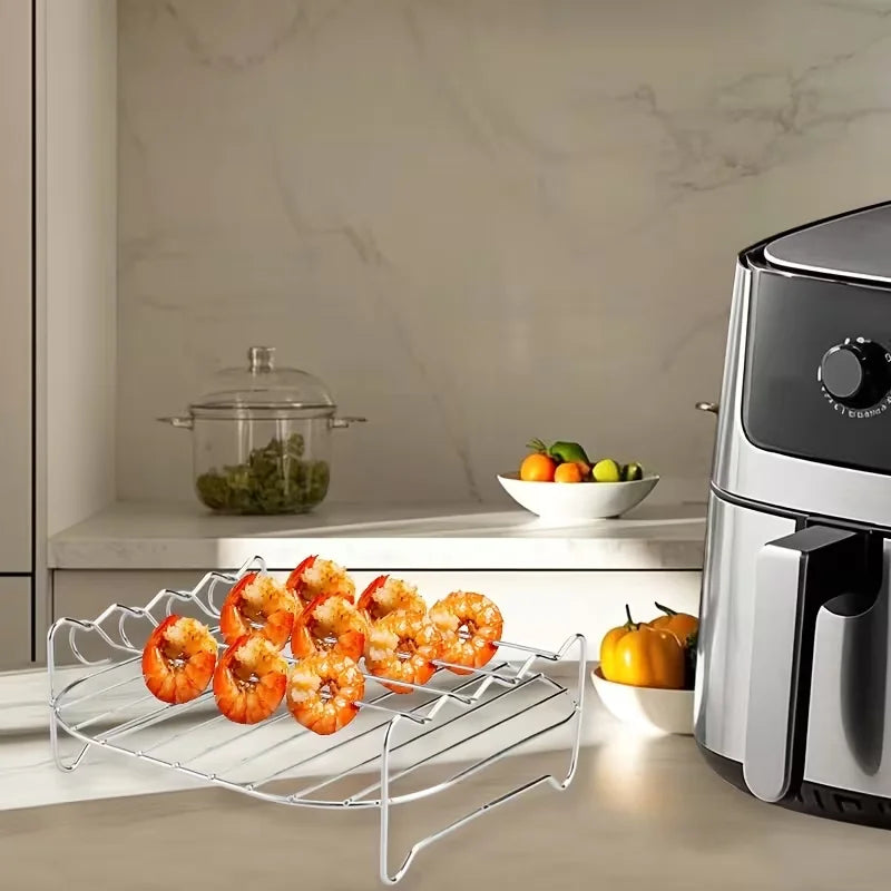 Double-Layer Air Fryer Grill Rack & Baking Tray – Stainless Steel Air Fryer Rack Nixie