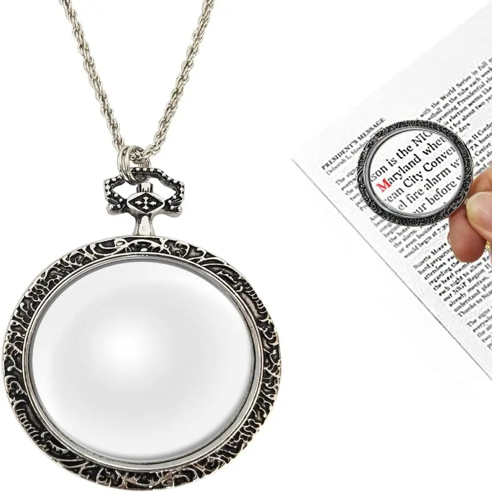 10X Magnifying Glass Necklace | Vintage Pendant 40mm Lens Magnifier Pendant Necklace Nixie