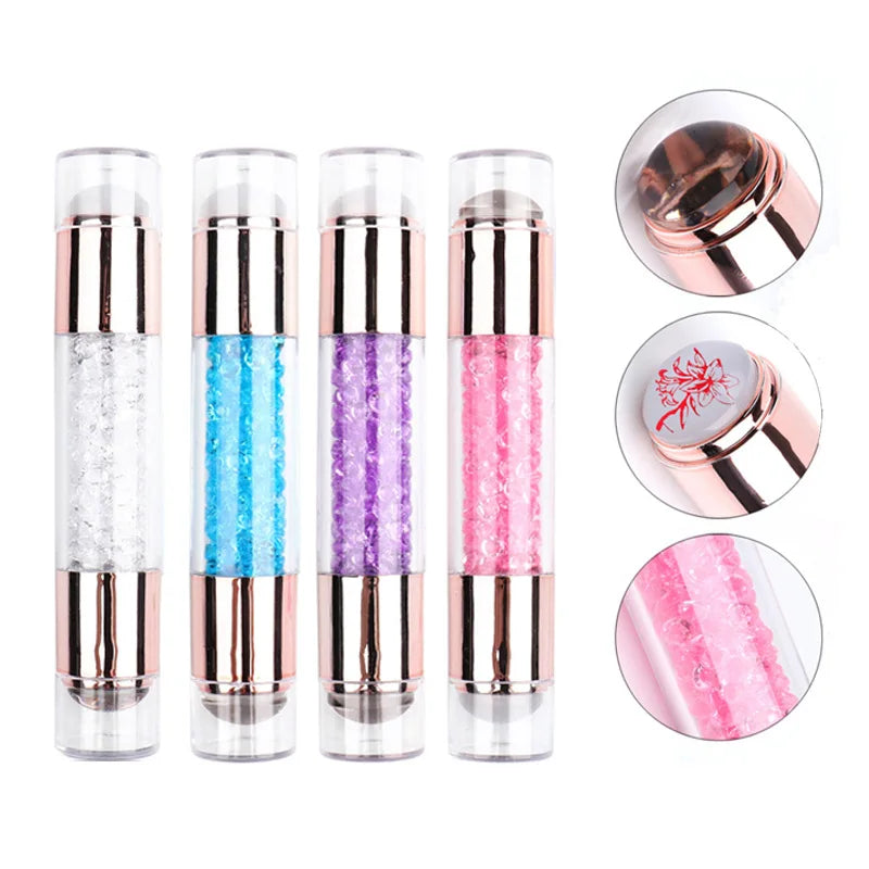 3Pcs Rhinestone Nail Stamp Set – Dual Silicone Stamper & Scrapers Nail Stamping Set Nixie