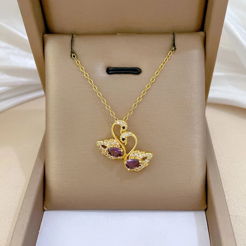 Swan Duckling Pendant Necklace – Dainty Gold Clavicle Chain Pendant Necklace Nixie