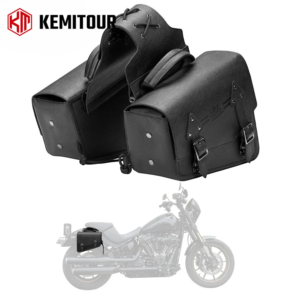 KEMITOUR Waterproof PU Leather Motorcycle Saddlebags – Throw Over Motorcycle Saddlebags Nixie