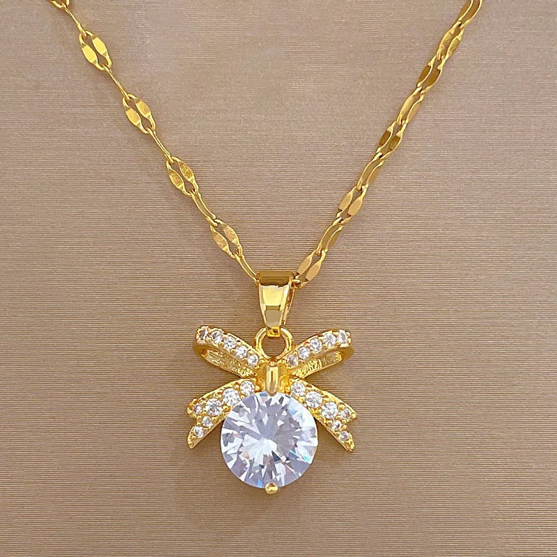 Butterfly Bow Pendant Necklace | Gold Clavicle Chain for Women Pendant Necklace Nixie