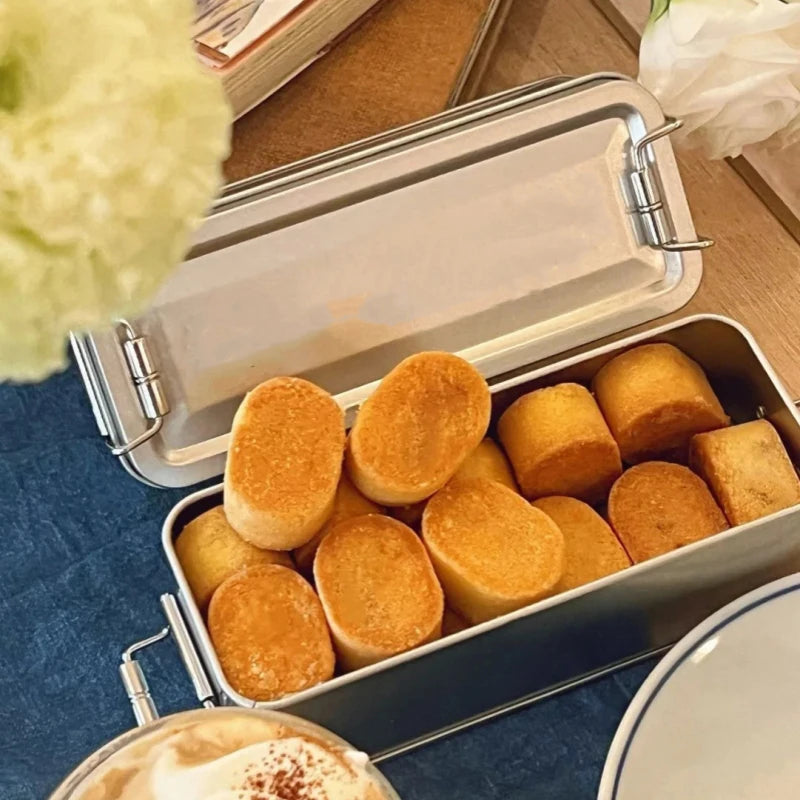 Rectangular Tinplate Cookie Tin Box with Lid – Gift & Storage