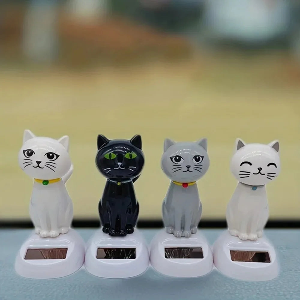 Solar Powered Waving Cat Ornament – Resin Car Dashboard Decor