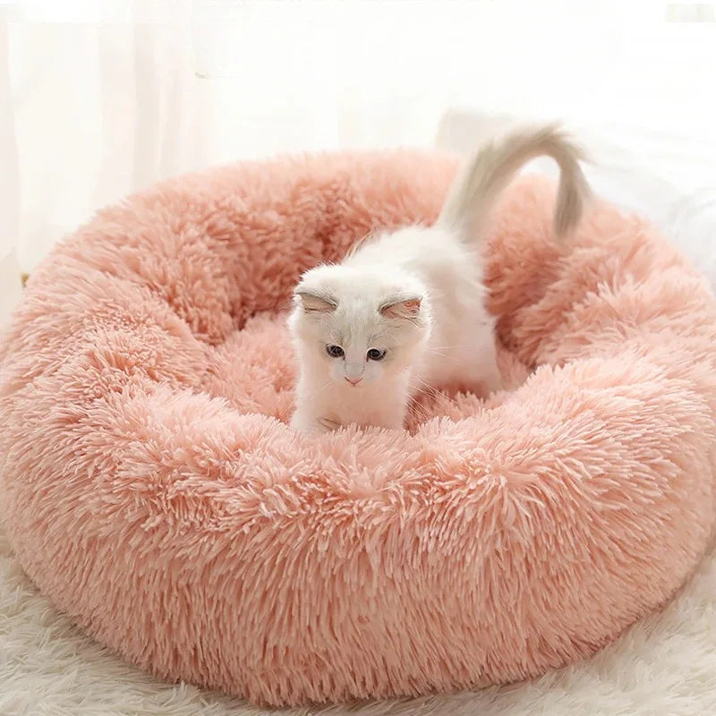 Donut Pet Bed – Plush Faux Fur Calming Bed for Cats & Dogs Calming Pet Bed Nixie