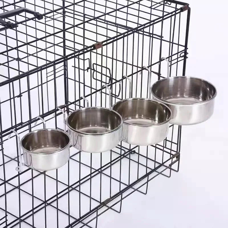 Stainless Steel Hanging Cage Pet Bowl – 5 Sizes | Dogs, Cats & Birds Hanging Pet Bowl Nixie