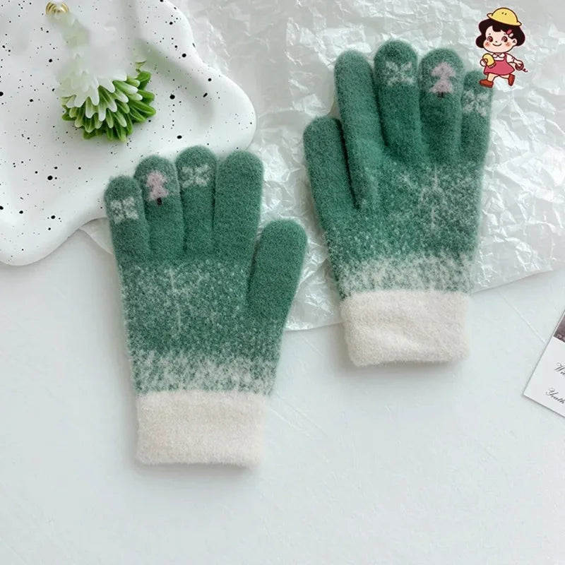 Touch Screen Winter Knitted Gloves – Warm Velvet Unisex Mittens Winter Knitted Gloves Nixie