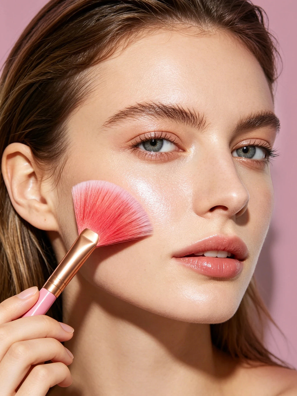 Fan Highlight & Contour Brush – Loose Powder Blending Tool Makeup Brush Set Nixie