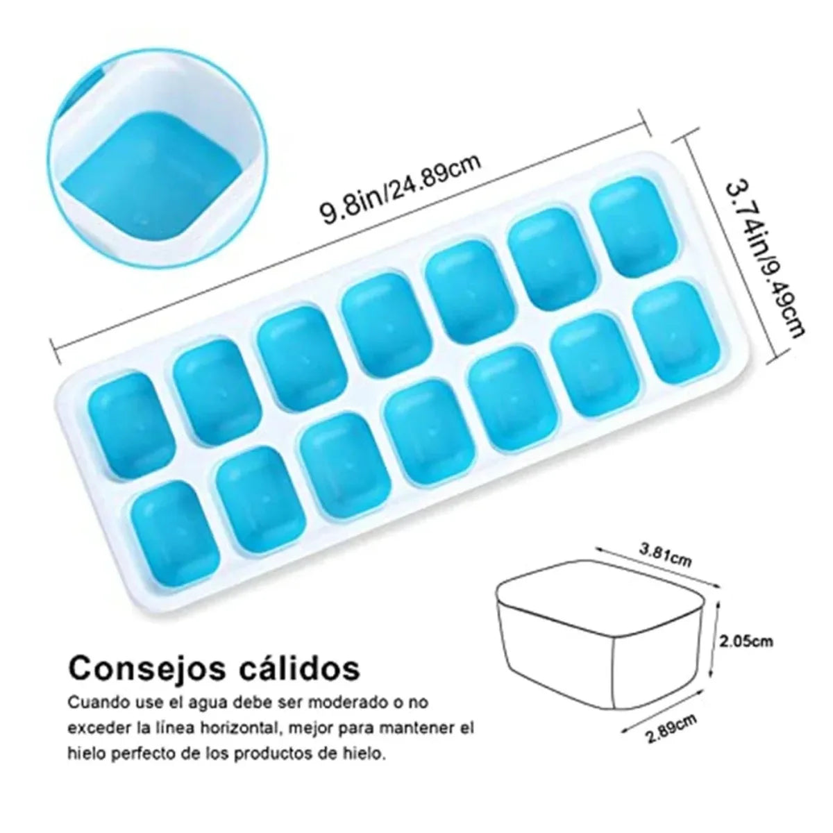 Stackable Silicone Ice Cube Trays 14-Grid with Lid – 4-Piece Set