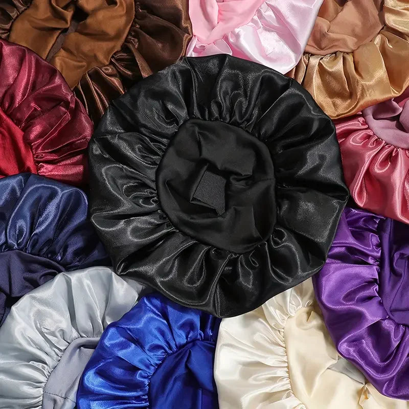 Women's Satin Bonnet Wide-Brimmed Sleep & Shower Cap Satin Hair Bonnet Nixie